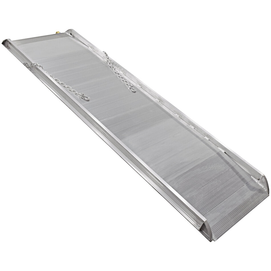 Vestil 99 1/4" x 28" Silver Aluminum Steel Hook Walk Ramp AWR-28-8B - 2,500 lb. Capacity