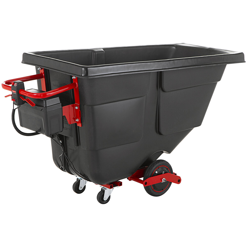 Rubbermaid® 2173519 Motorized 0.5 Cubic Yard Black Rotomolded Tilt Truck / Trash Cart (850 lb.)