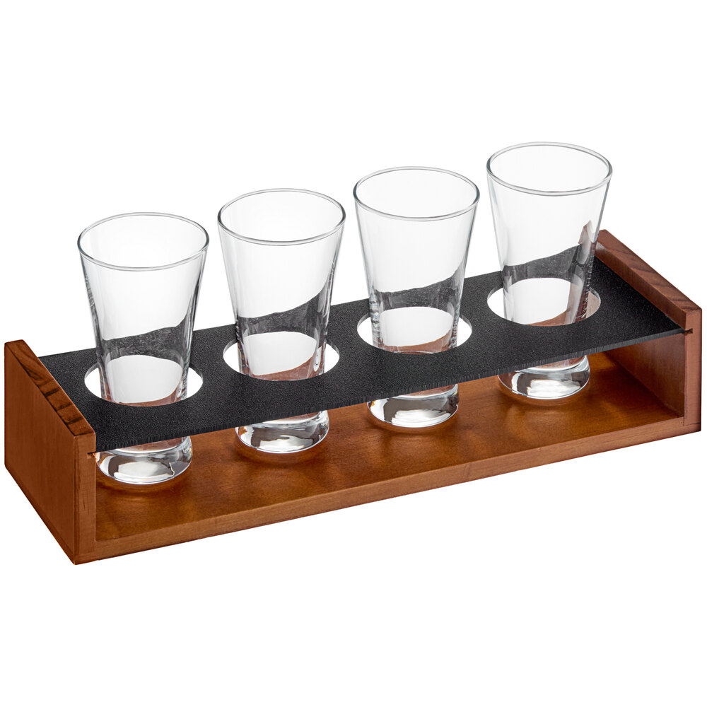 Acopa Write-On Drop-In Flight Carrier with Flared Pilsner Tasting Glasses - 3/Set