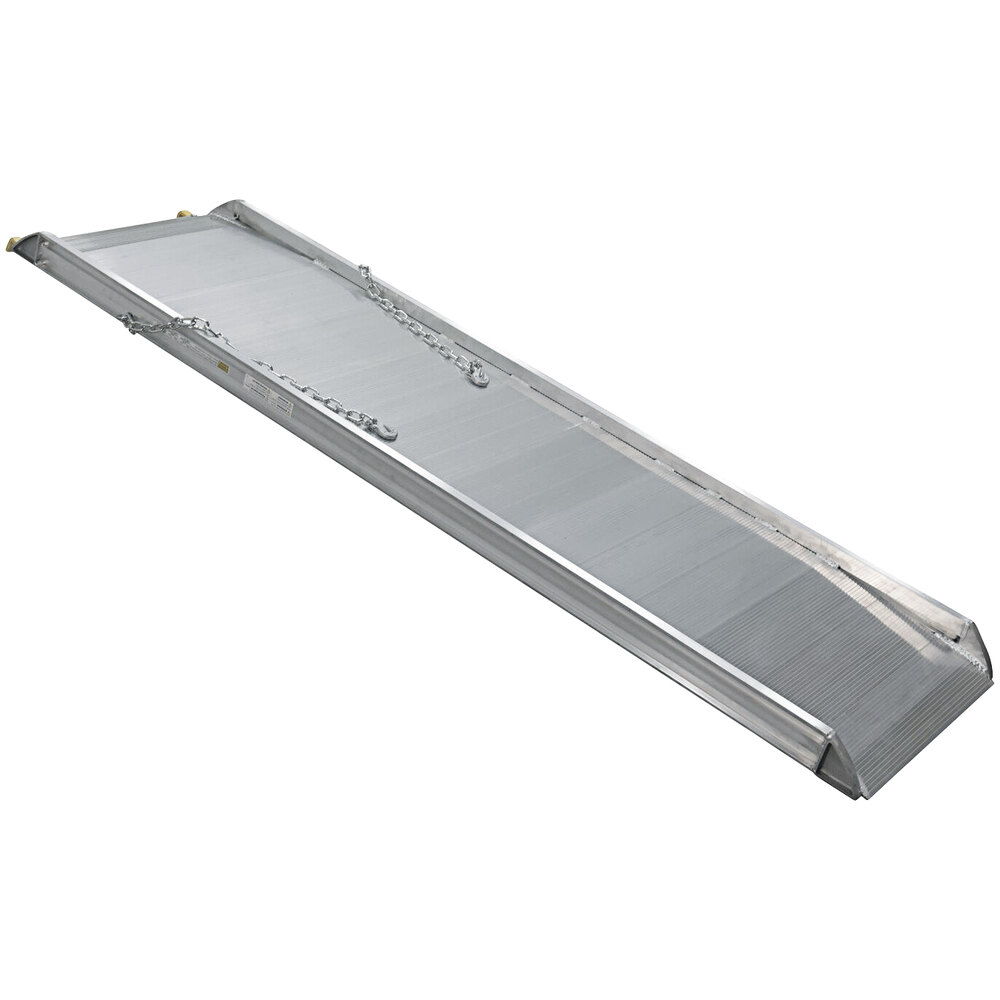 Vestil 111 3/16" x 28" Silver Aluminum Steel Hook Walk Ramp AWR-28-9B - 2,500 lb. Capacity