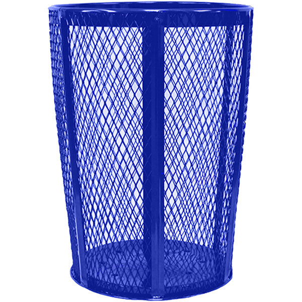 Witt Industries EXP-52BL 48 Gallon Blue Steel Mesh Round Outdoor Trash Can