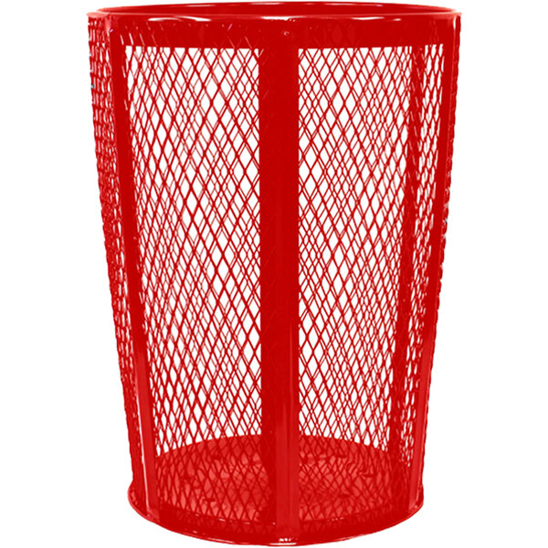 Witt Industries EXP-52RD 48 Gallon Red Steel Mesh Round Outdoor Trash Can