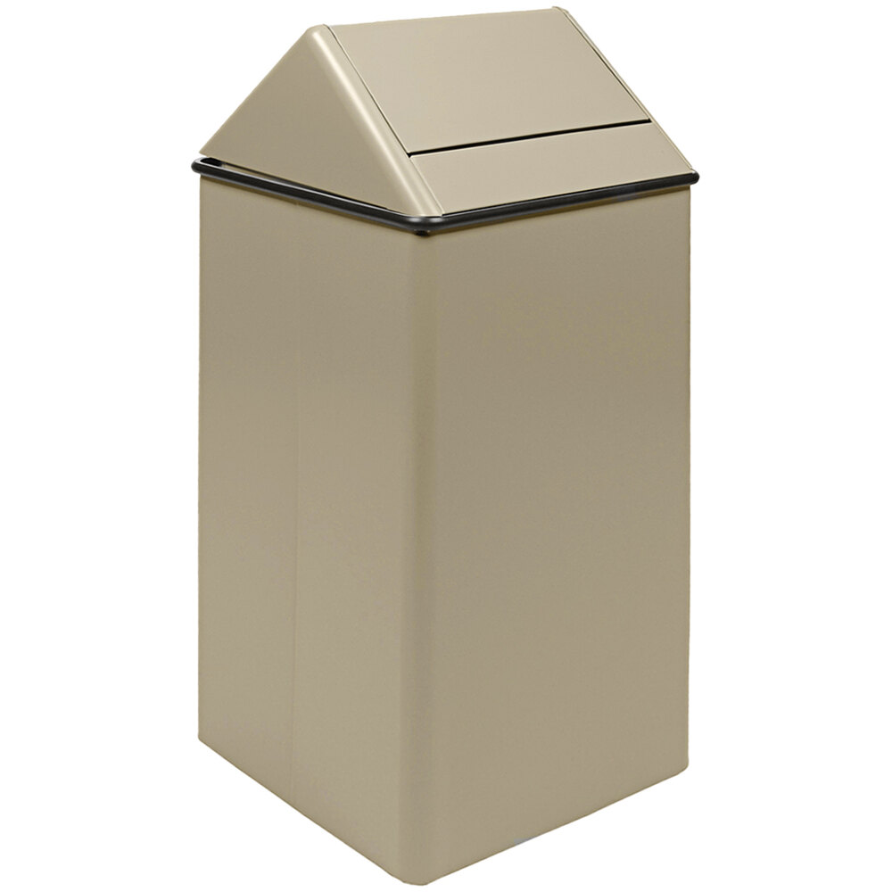 Witt Industries 1511HTAL 36 Gallon Almond Steel Decorative Trash Can with Swing Top Lid