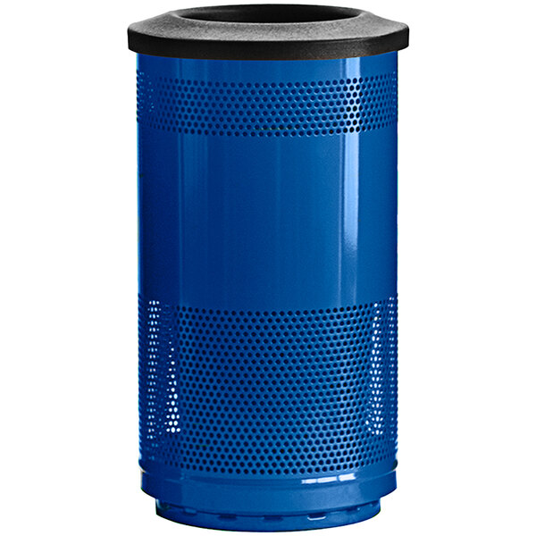 Witt Industries SC35P-01-FT Standard Series 35 Gallon Perforated Steel Outdoor Recycling Bin with Flat Top Lid