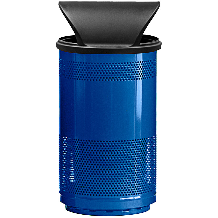 Witt Industries SC55P-01-DT 55 Gallon Standard Perforated Steel Outdoor Trash Can with Push Door Dome Top Lid