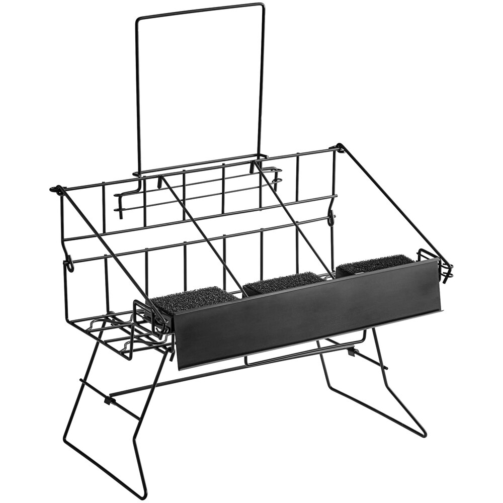 Choice 19" x 11 1/2" x 12 1/4" Black Wire 3 Compartment Airpot Rack with Drip Trays