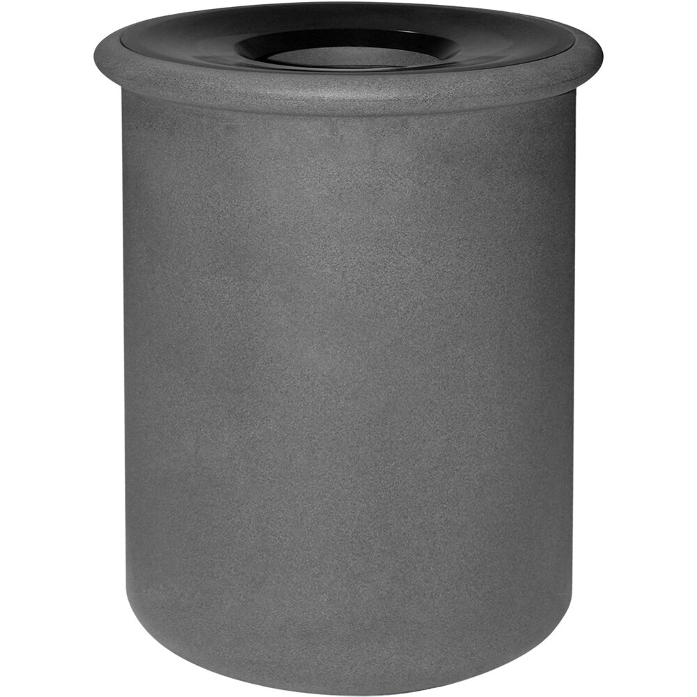 Wausau Tile TF1106 Senora 24 Gallon Plastic Round Trash Can with Aluminum Pitch-In Top