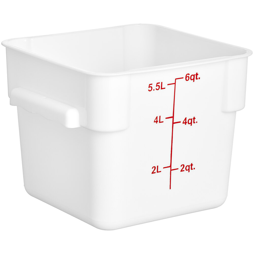 Choice 6 Qt. White Square Polypropylene Food Storage Container