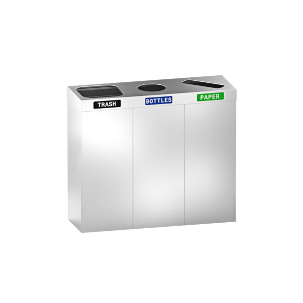 American Specialties, Inc. 10-0839-RB 57 Gallon 3-Bin Free-Standing Recycling Station