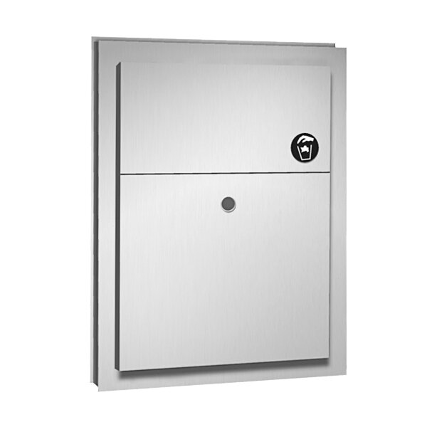 American Specialties, Inc. 10-0472 1.5 Gallon Stainless Steel Partition-Mounted Dual Access Sanitary Napkin Receptacle