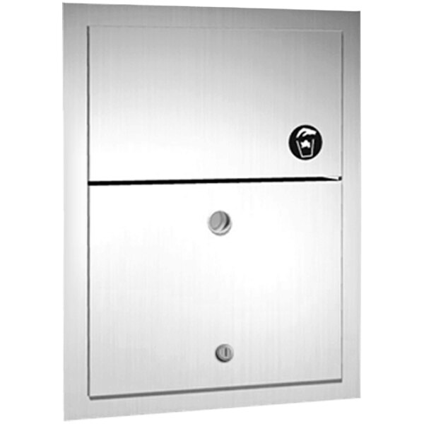 American Specialties, Inc. 10-0473-1 1.5 Gallon Stainless Steel Recessed Sanitary Napkin Receptacle with Lock