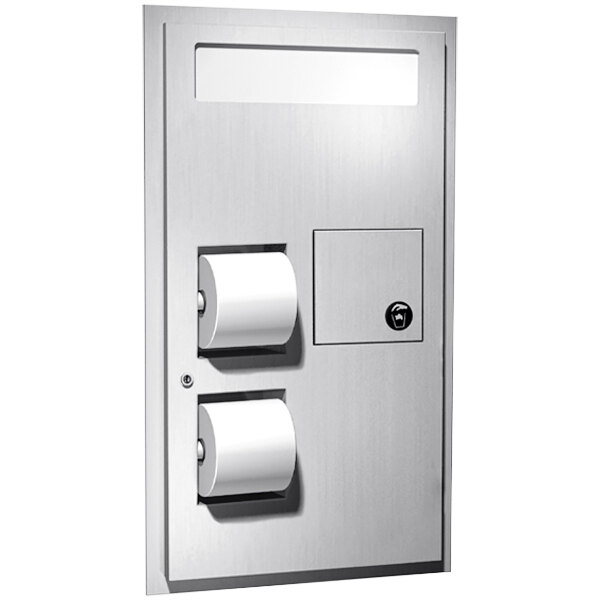 American Specialties, Inc. 10-0482-R Stainless Steel Recessed Toilet Tissue and Toilet Seat Cover Dispenser with Disposal Bin