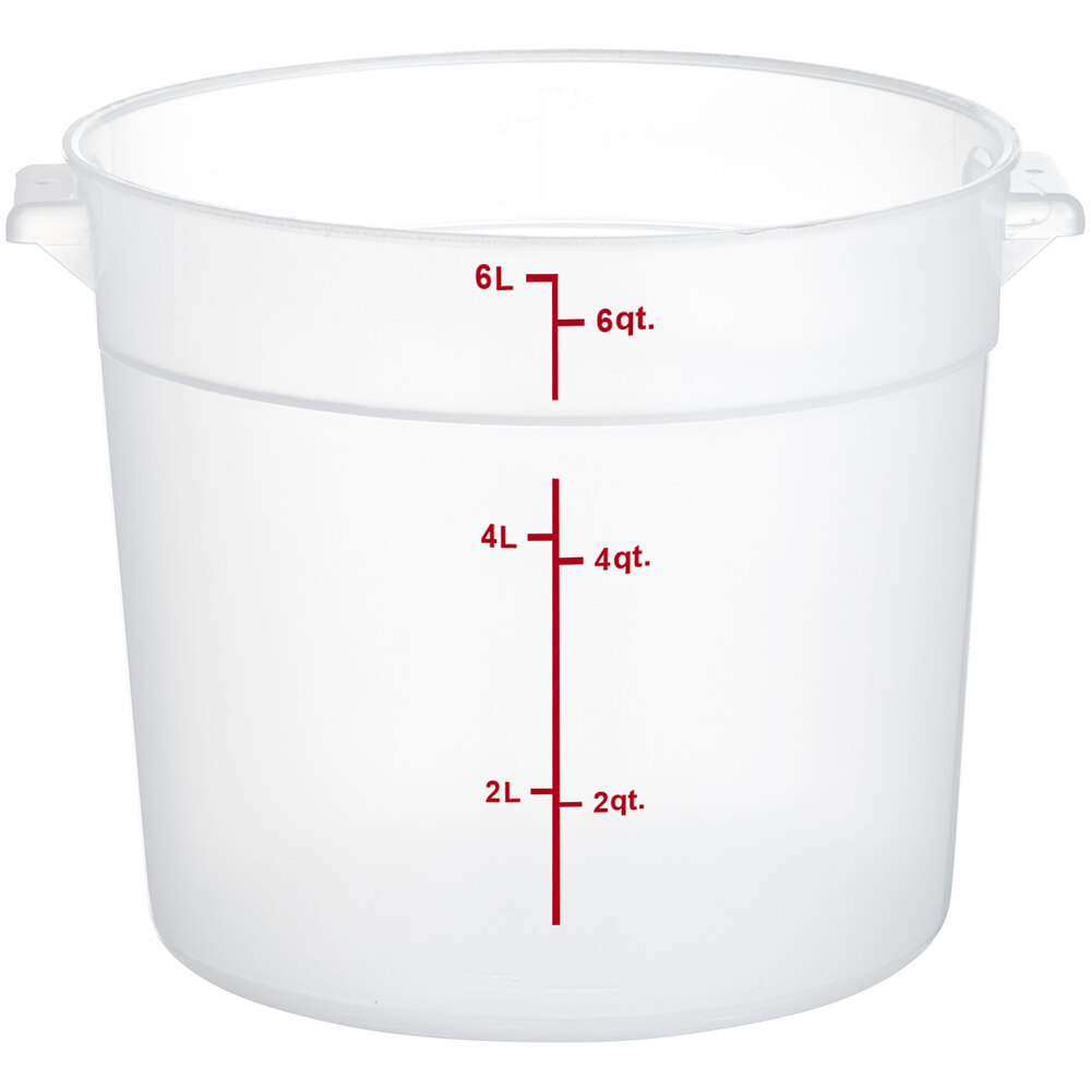 Choice 6 Qt. Translucent Round Polypropylene Food Storage Container