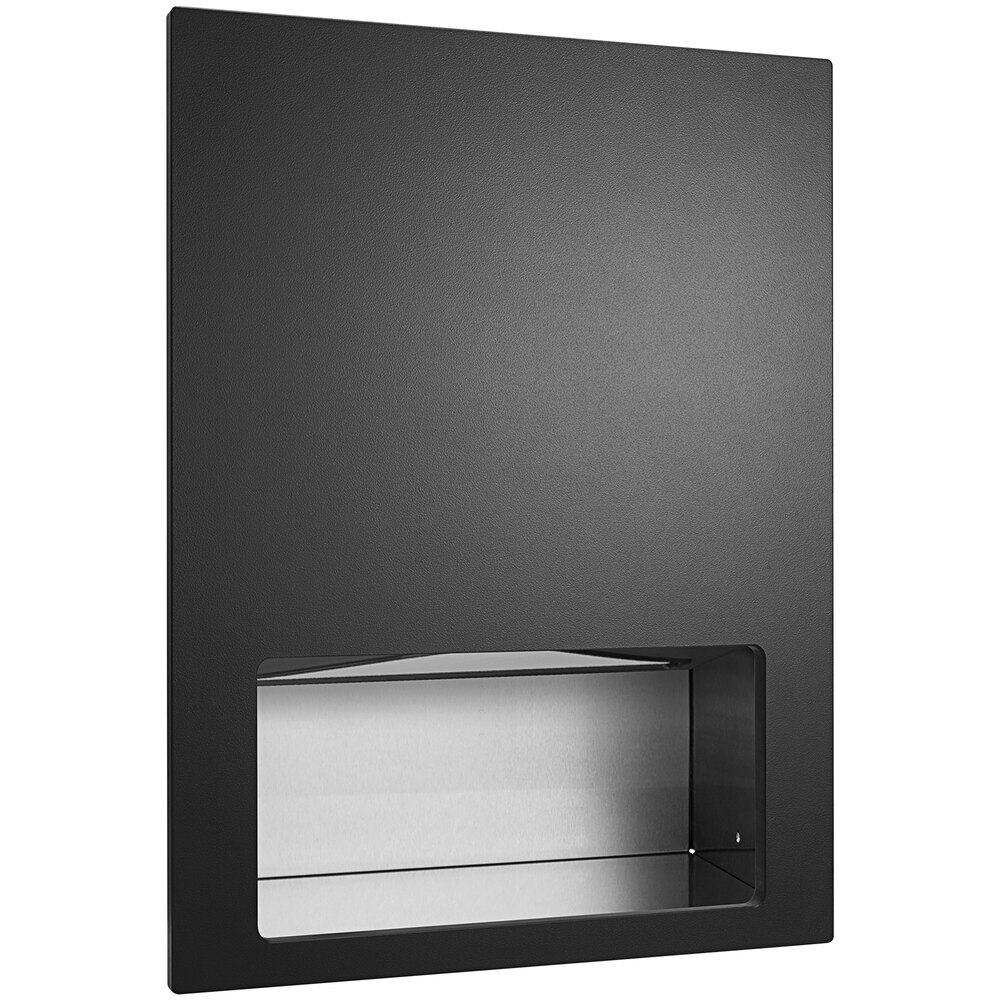American Specialties, Inc. Piatto 10-6457-41 Recessed C-Fold / Multifold Paper Towel Dispenser Cabinet with Black Matte Phenolic Door