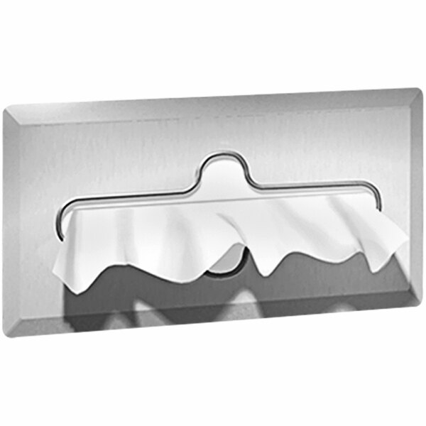 American Specialties, Inc. 10-0259-SS Recessed Satin Stainless Steel Facial Tissue Dispenser for 300 Single-Ply or 150 Two-Ply Sheets