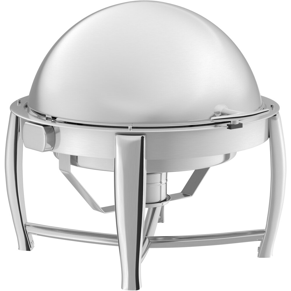Acopa Heavy Weight 6.5 Qt. Round Dripless Stackable Stainless Steel Roll Top Chafer