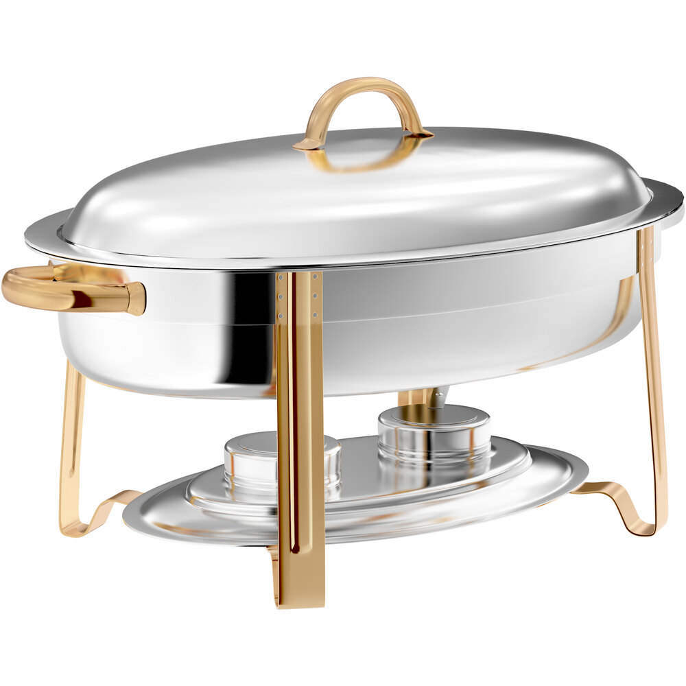 Choice Deluxe 6 Qt. Oval Gold Accent Chafer