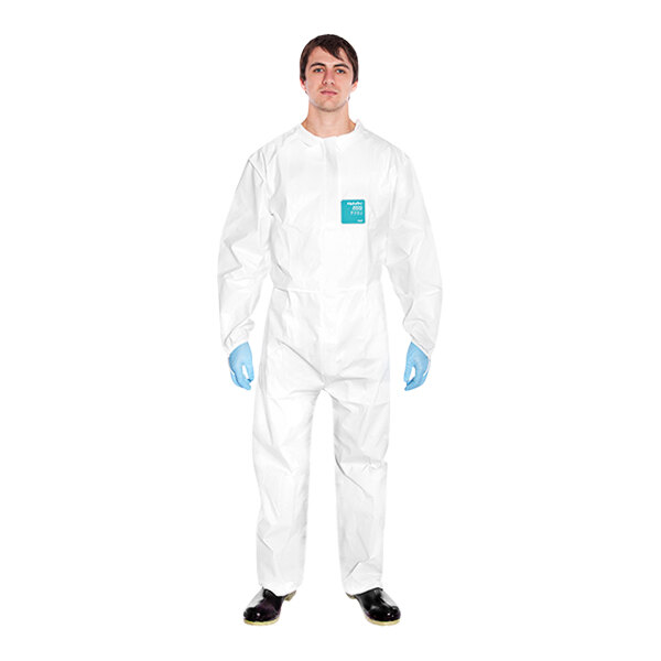 Ansell AlphaTec® 68-2000C Comfort Model 177 White Microporous Polyethylene Collared Coverall with SMS Back Panel - 3X - 25/Case