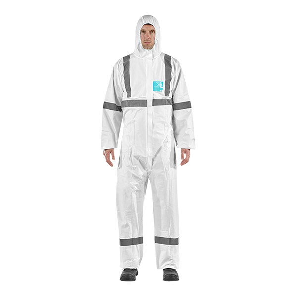 Ansell AlphaTec® 68-2000 Model 113 White Microporous Polyethylene Enhanced Visibility Coverall with Hood - 3X - 25/Case