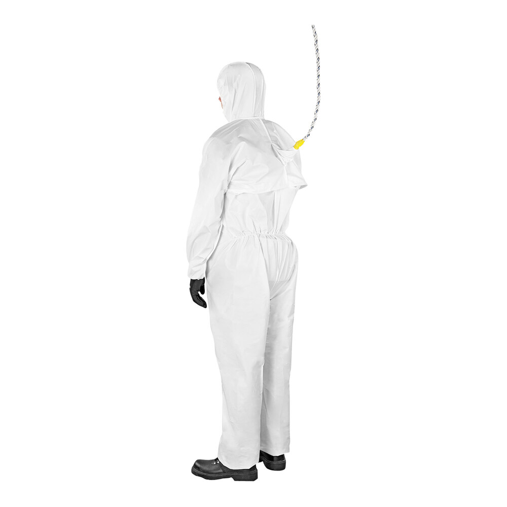 Ansell AlphaTec® 68-2000 Model 162 White Microporous Polyethylene Fall Arrest Coverall with Hood - Extra-Large - 25/Case