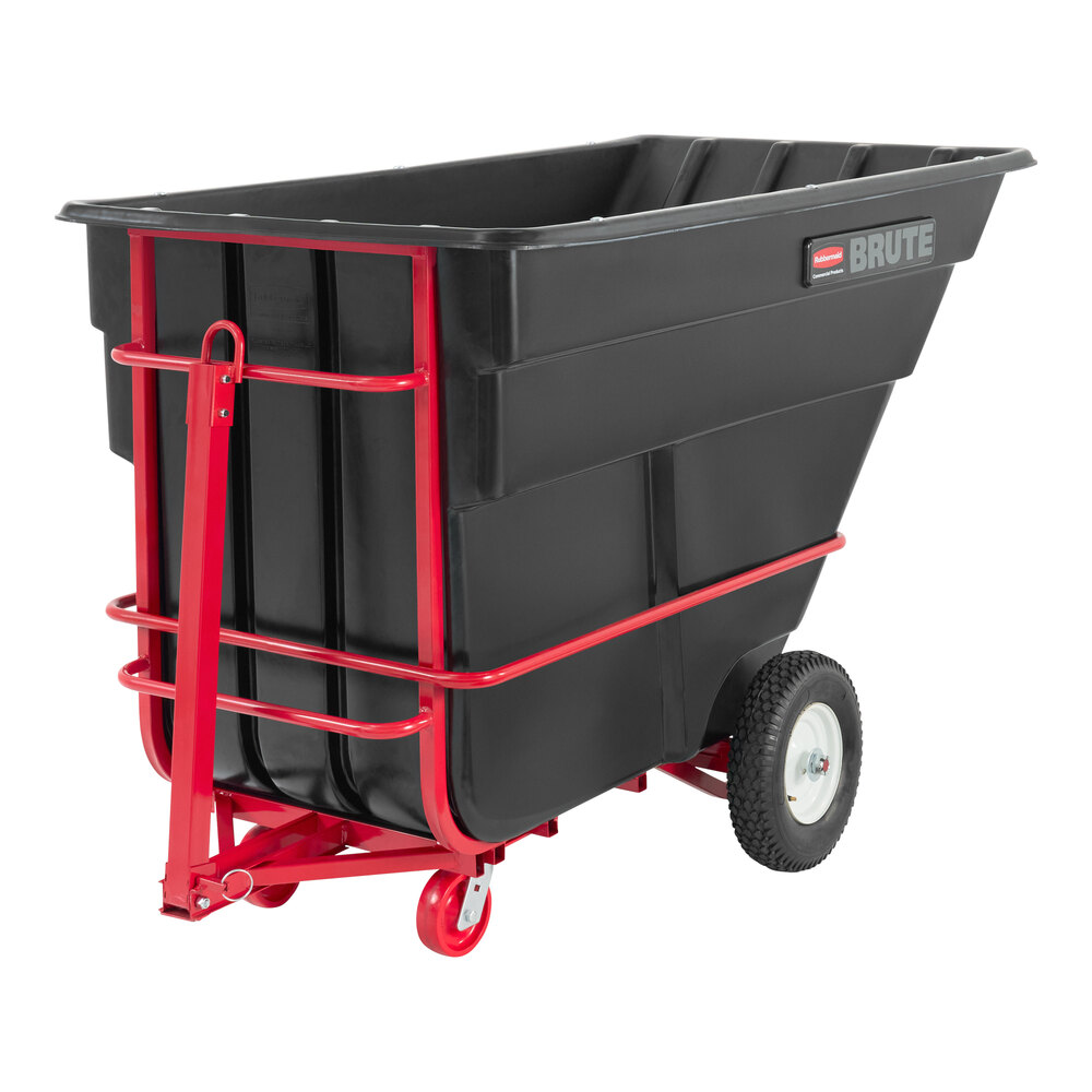 Rubbermaid® FG102641BLA BRUTE Black 1.5 Cubic Yard Towable Trainable Tilt Truck / Trash Cart (2100 lb.)
