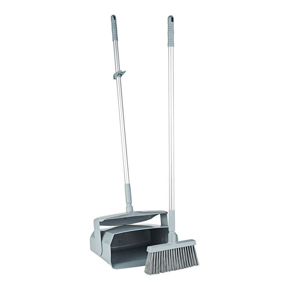 Vikan 625088 14" Gray Lobby Broom with 37" Handle and Dustpan