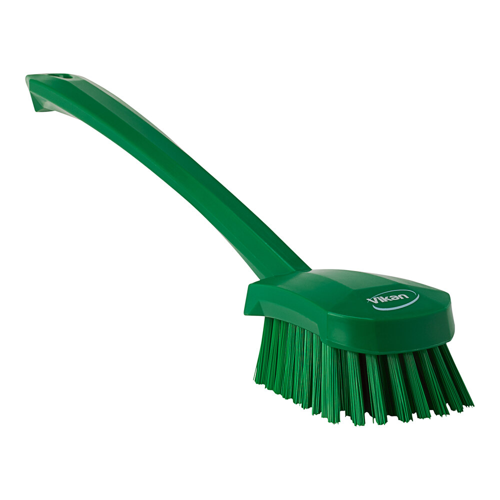 Vikan 41862 16" Green Washing Brush with Stiff Bristles