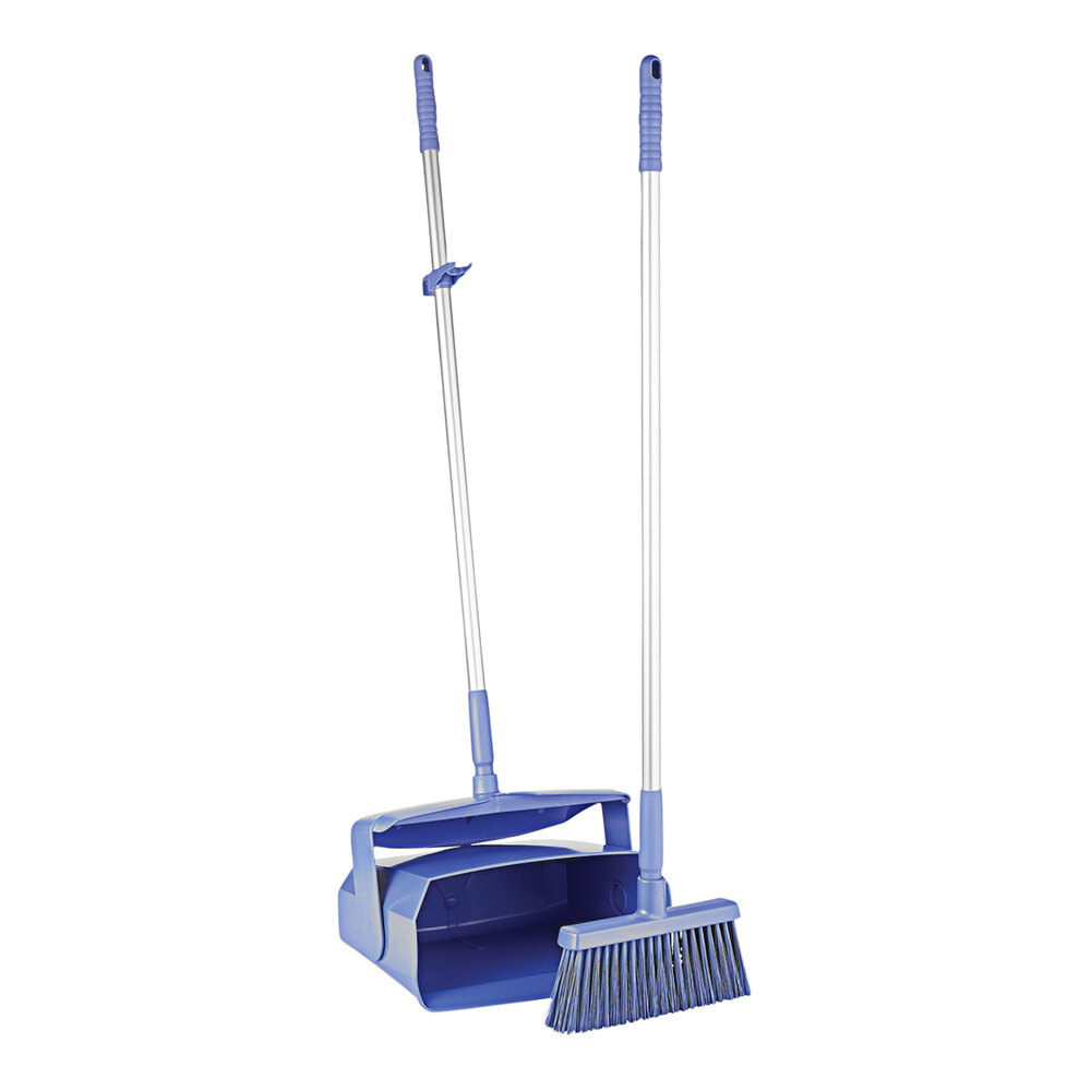 Vikan 62508 14" Purple Lobby Broom with 37" Handle and Dustpan