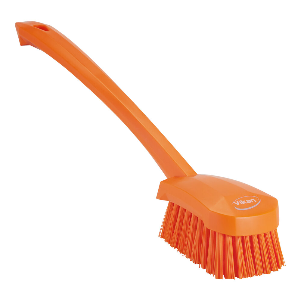 Vikan 41867 16" Orange Washing Brush with Stiff Bristles