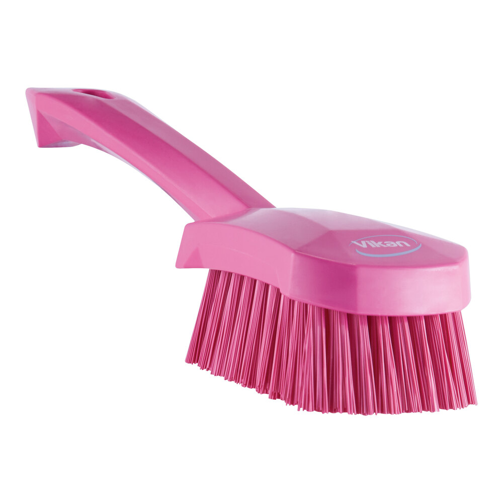 Vikan 41921 10" Pink Washing Brush with Stiff Bristles
