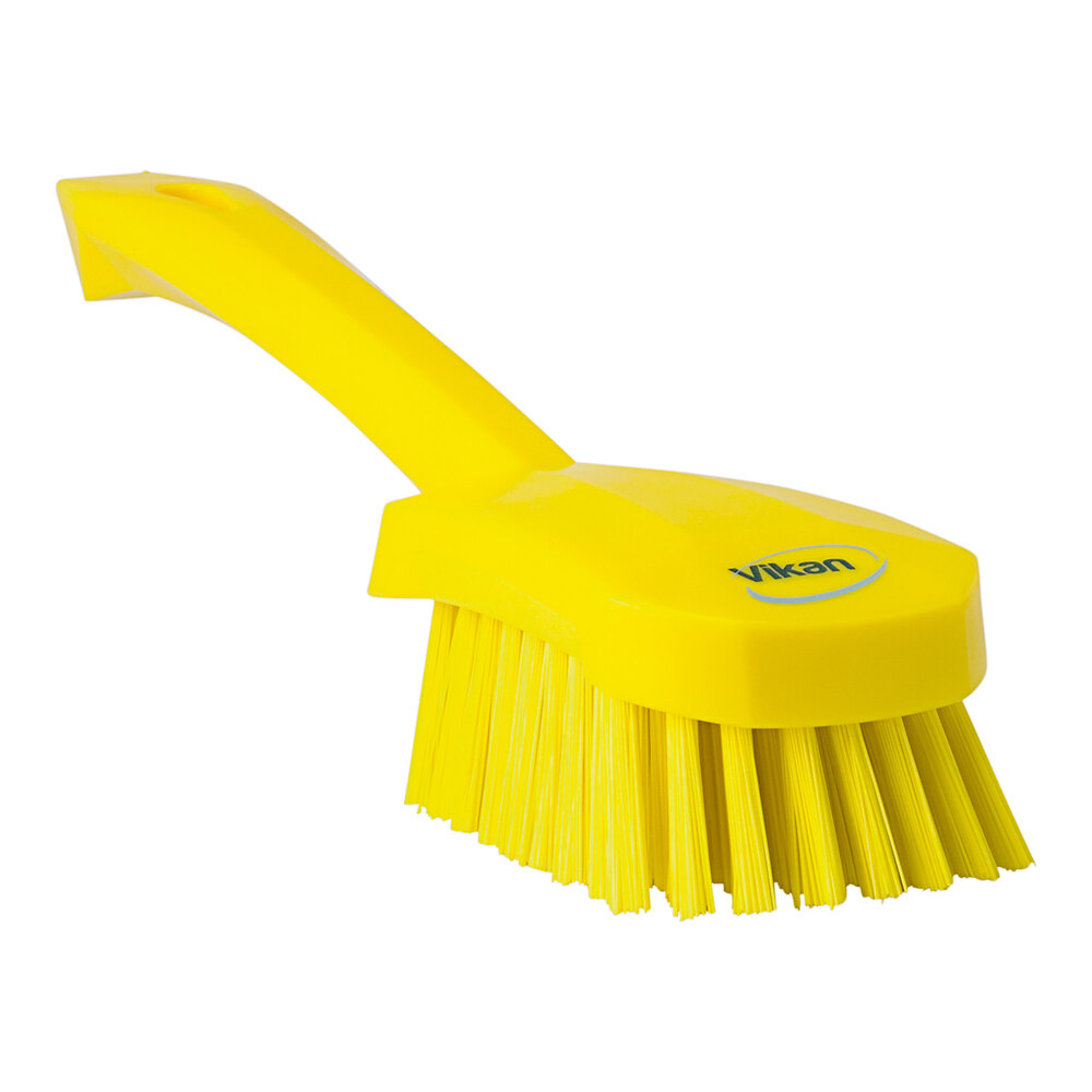 Vikan 41926 10" Yellow Washing Brush with Stiff Bristles