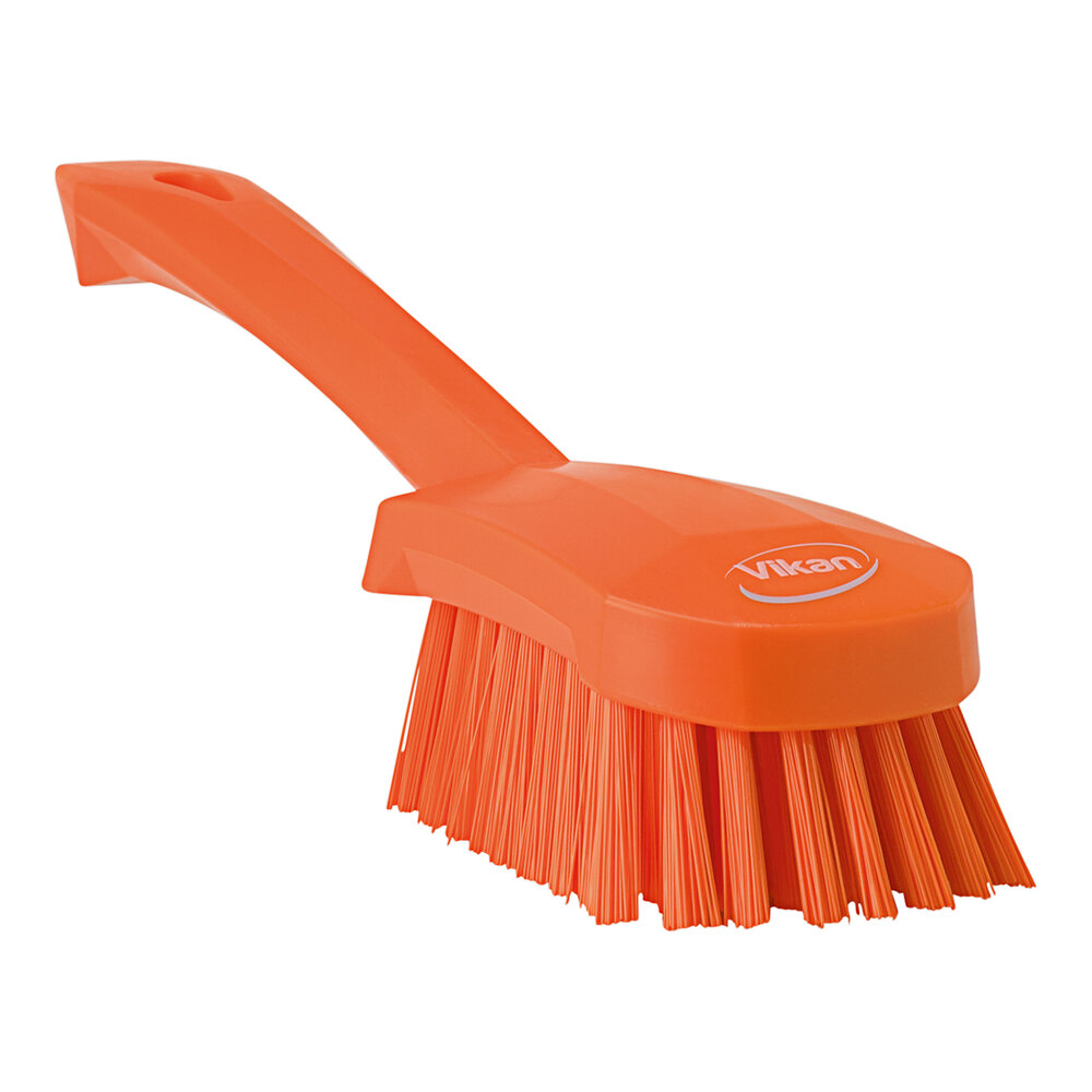 Vikan 41927 10" Orange Washing Brush with Stiff Bristles