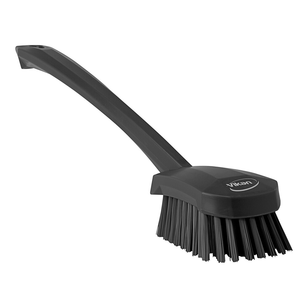 Vikan 41869 16" Black Washing Brush with Stiff Bristles