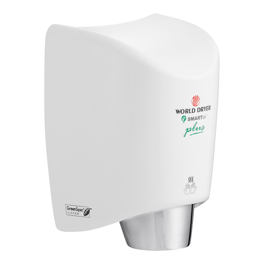 World Dryer K-974P2 SMARTdri Plus White Aluminum Surface-Mounted Hand Dryer - 110-120V, 1200W