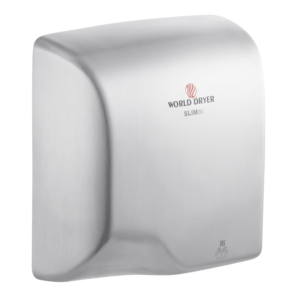 World Dryer L-973A SLIMdri Brushed Stainless Steel Surface-Mounted ADA Hand Dryer - 110-120V/208V/220-240V, 950W