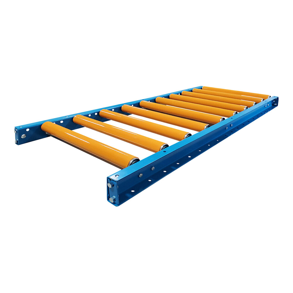 Lavex 24" x 60" Medium-Duty Gravity Conveyor with 1 15/16" Polyurethane Coated Rollers and 6" Centers - 2670 lb. Capacity
