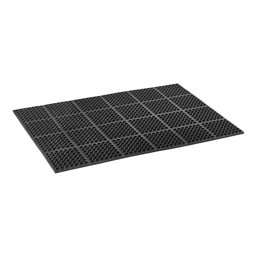 Choice 39" x 58 1/2" Black Rubber Straight Edge Anti-Fatigue Floor Mat - 7/8" Thick