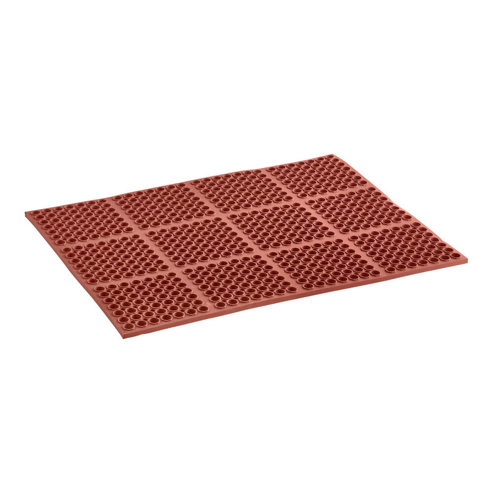Choice 29" x 39" Red Rubber Straight Edge Grease-Resistant Anti-Fatigue Floor Mat - 7/8" Thick