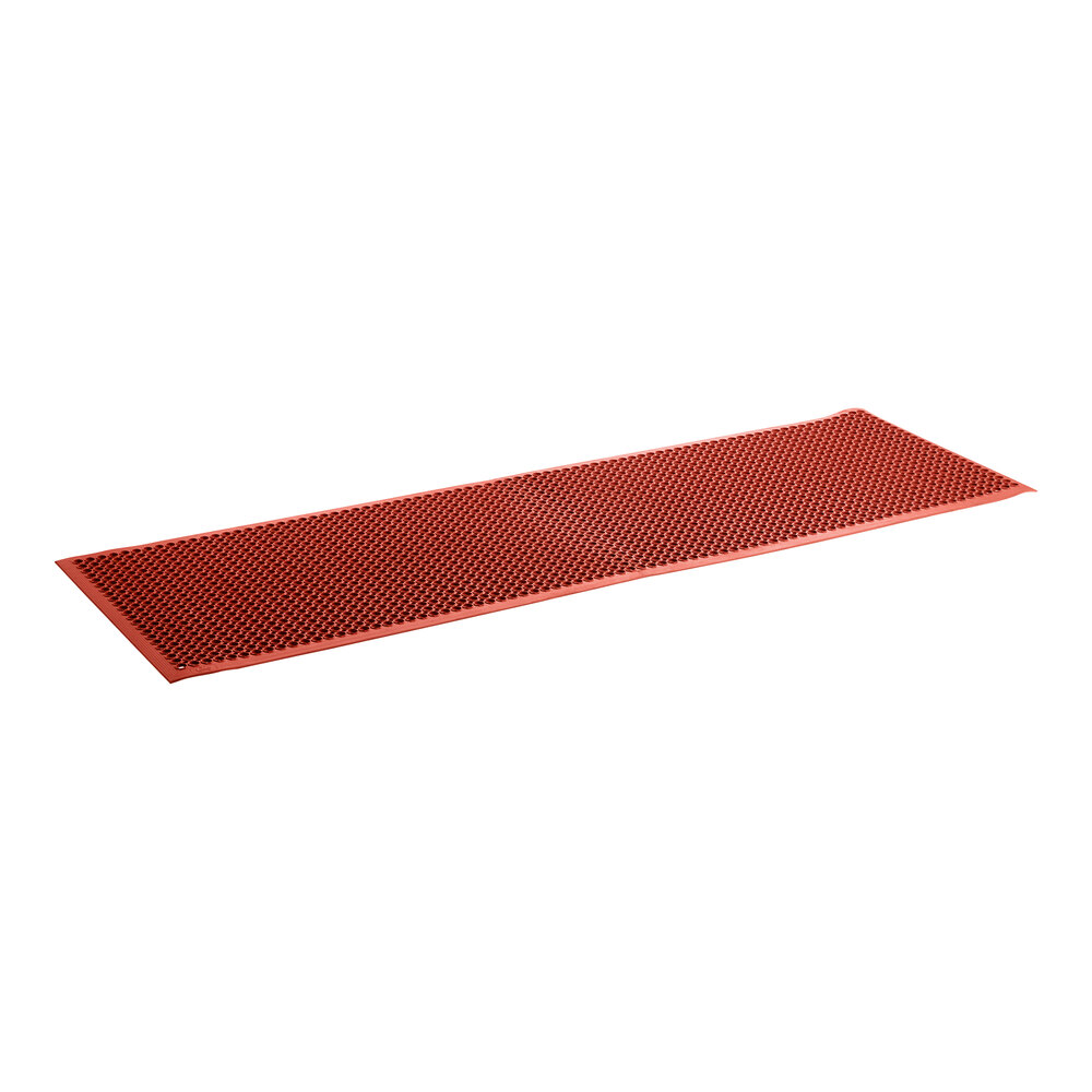 Choice 3' x 10' Red Rubber Grease-Resistant Anti-Fatigue Floor Mat with Beveled Edge - 1/2" Thick