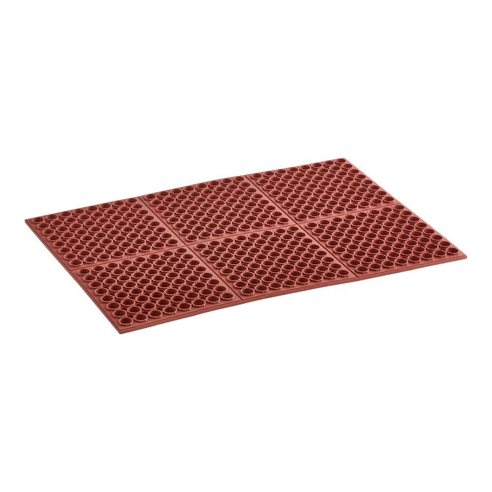 Choice 2' x 3' Red Rubber Straight Edge Grease-Resistant Anti-Fatigue Floor Mat - 3/4" Thick