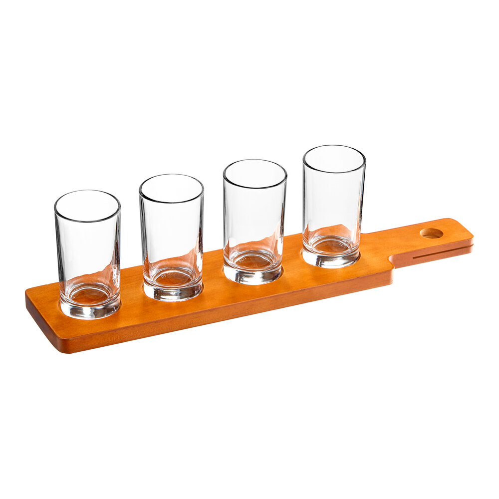 Acopa Dual-Sided Flight Paddle with Straight Up Tasting Glasses - 3/Set