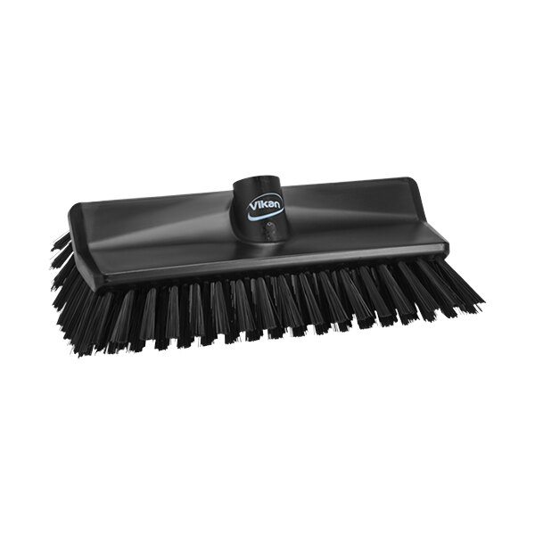 Vikan 70479 10 3/8" Black High-Low Brush Head with Medium Stiff Bristles