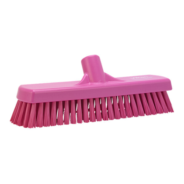 Vikan 70601 12" Pink Wall / Floor Scrub Head with Stiff Bristles