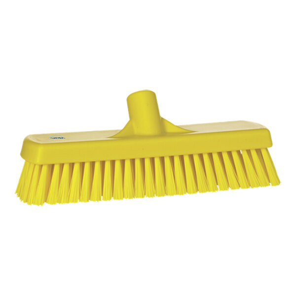 Vikan 70606 12" Yellow Wall / Floor Scrub Head with Stiff Bristles