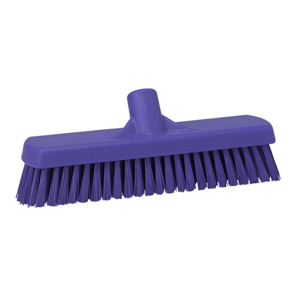 Vikan 70608 12" Purple Wall / Floor Scrub Head with Stiff Bristles