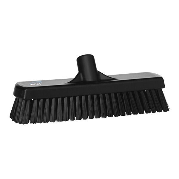 Vikan 70609 12" Black Wall / Floor Scrub Head with Stiff Bristles