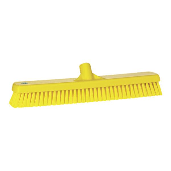 Vikan 70626 18 1/2" Yellow Wall / Floor Scrub Head with Stiff Bristles