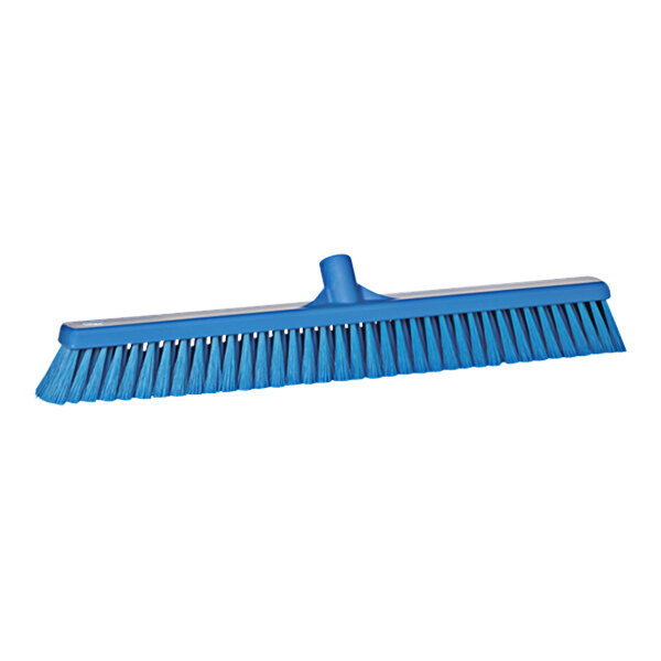 Vikan 31993 24" Blue Push Broom Head with Flagged Bristles