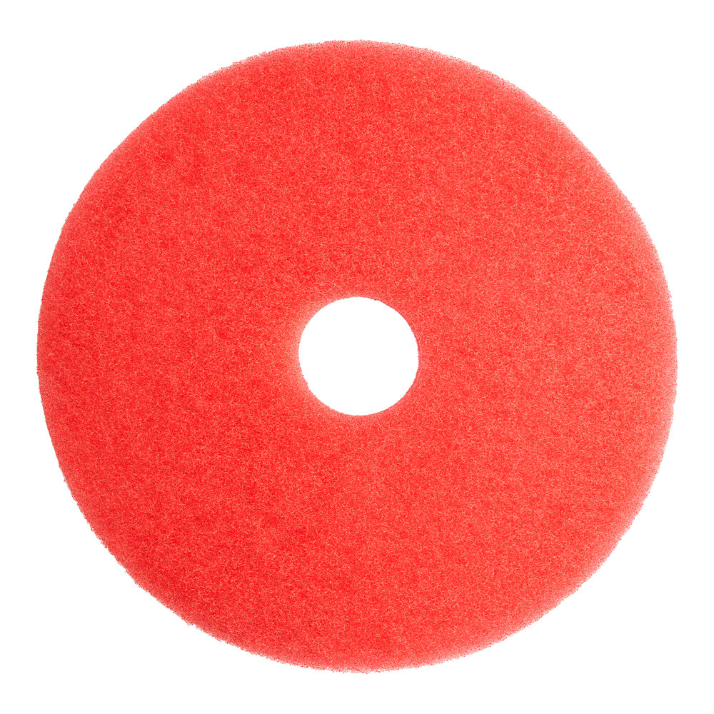 Lavex Basics 17" Red Buffing Floor Machine Pad - 5/Case