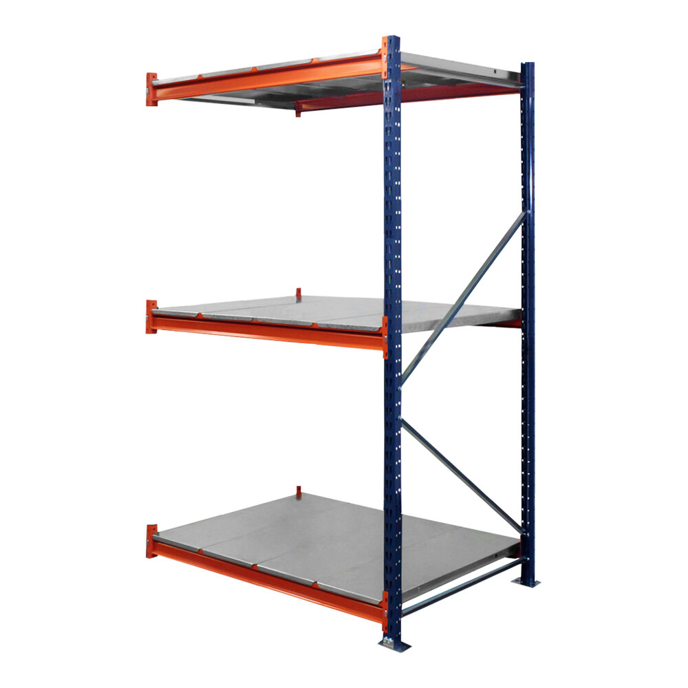 Interlake Mecalux 96" x 36" x 84" Blue / Orange Bulk Rack Add-On with Steel Decking M0085548